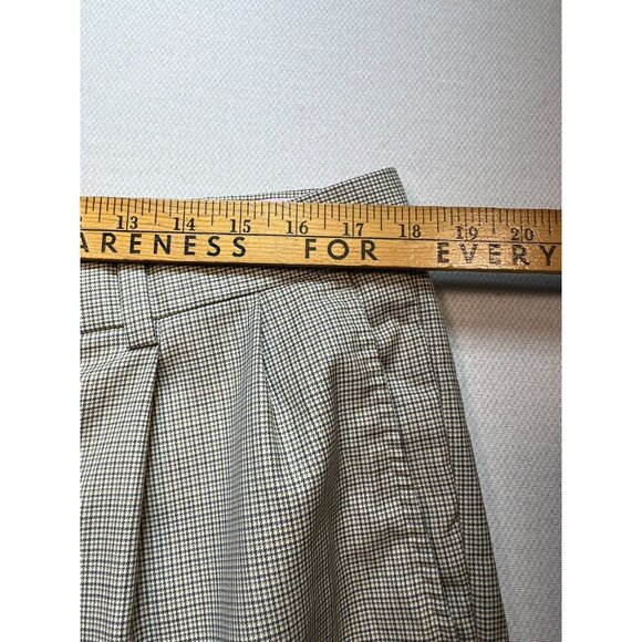 Ari8to Eighteen Mens Wool Pleated Dress Pants Cuffed Hem Sz 36 Beige Houndstooth - Picture 8 of 11